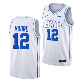 2022-23 BYU Cougars Braeden Moore White Jersey College Basketball