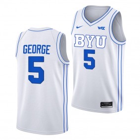 2022-23 BYU Cougars Gideon George White Jersey College Basketball