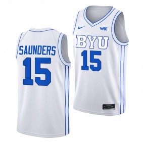 2022-23 BYU Cougars Richie Saunders White Jersey College Basketball